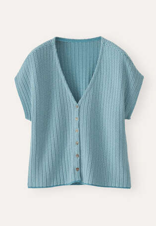 Two-tone button-through sweater, Ocean, webstill