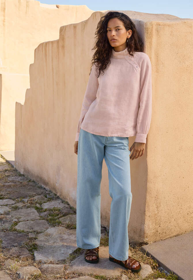 Funnel neck blouse, Cloud pink, completeTheLook