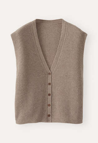 Sleeveless ribbed cardigan, Brown fawn, webstill