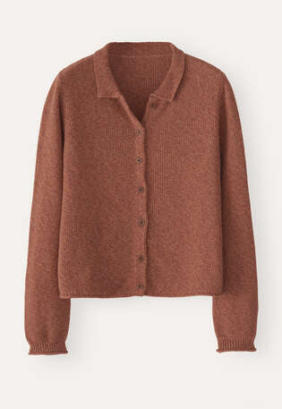 Moss-stitch cardigan, Chilli orange, webstill