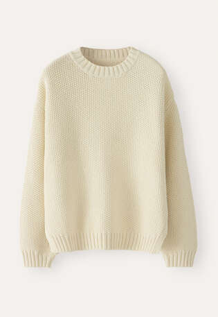 Moss-stitch sweater, Parchment, webstill