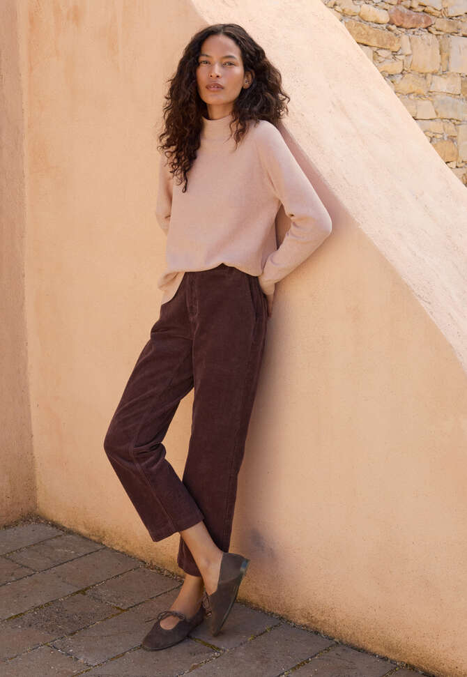 Funnel-neck sweater, Shell rose, completeTheLook