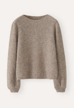 Tuck-stitch sweater, Brown taupe, webstill