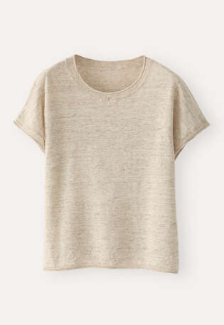 Short-sleeve sweater, M&eacute;lange natural, webstill