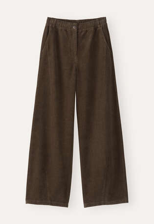 Hemp cotton & yak cord trousers, Peat, webstill