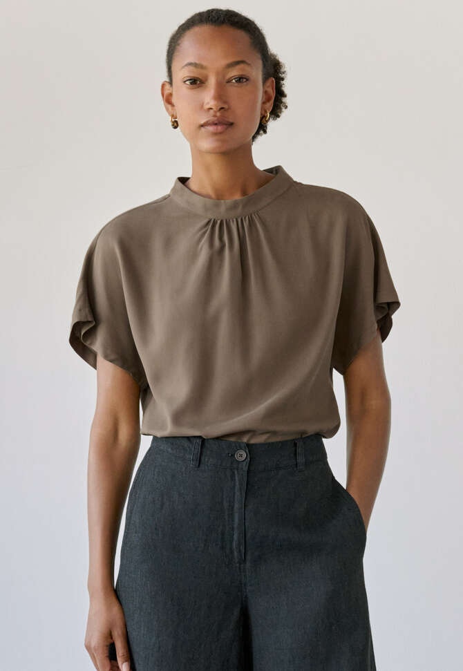 Dolman-sleeve blouse, Taupe, completeTheLook