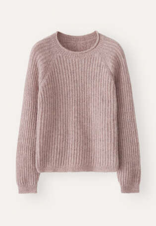 Round-neck ribbed sweater, Lilac grey, webstill