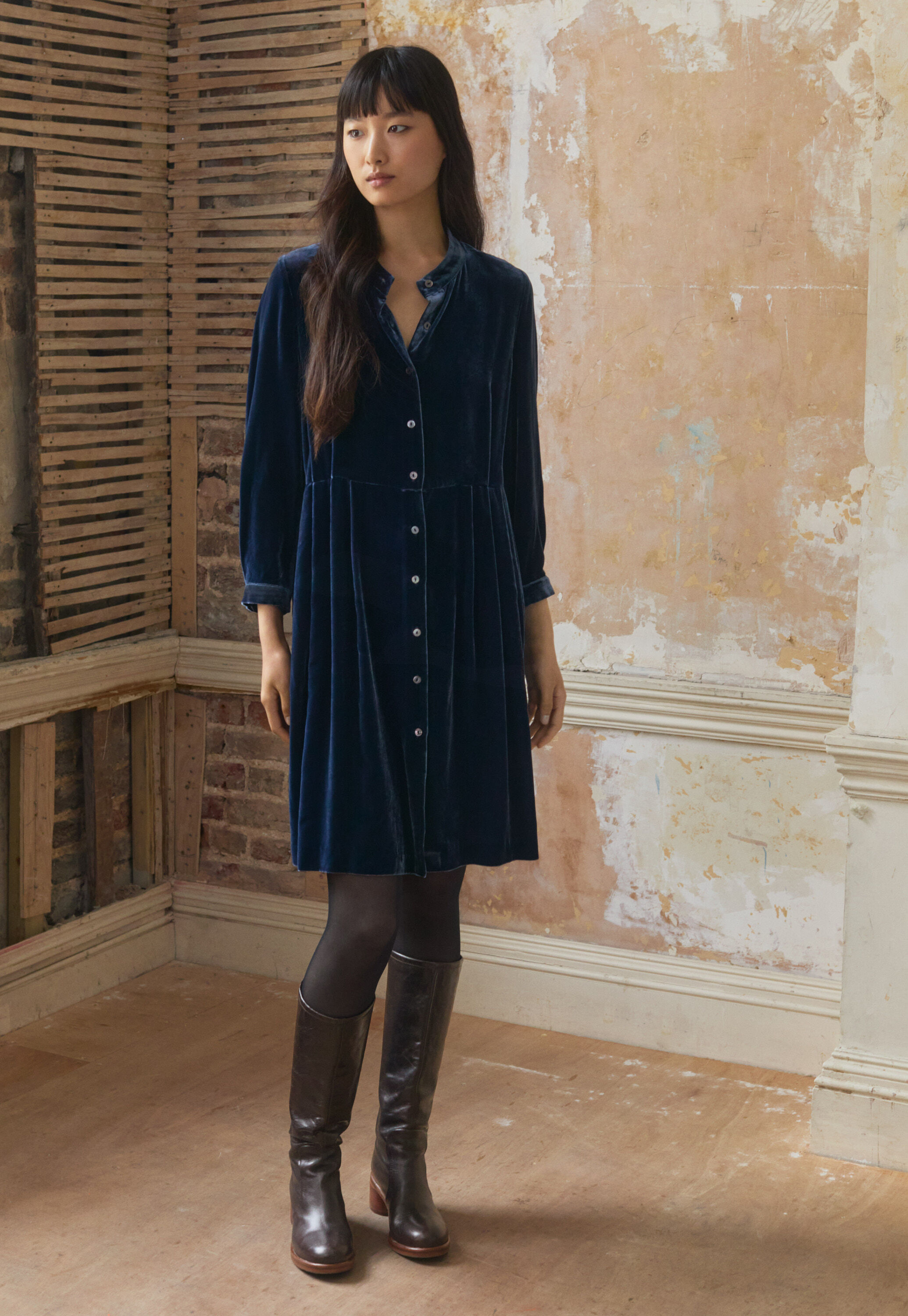 Pleat-waist dress