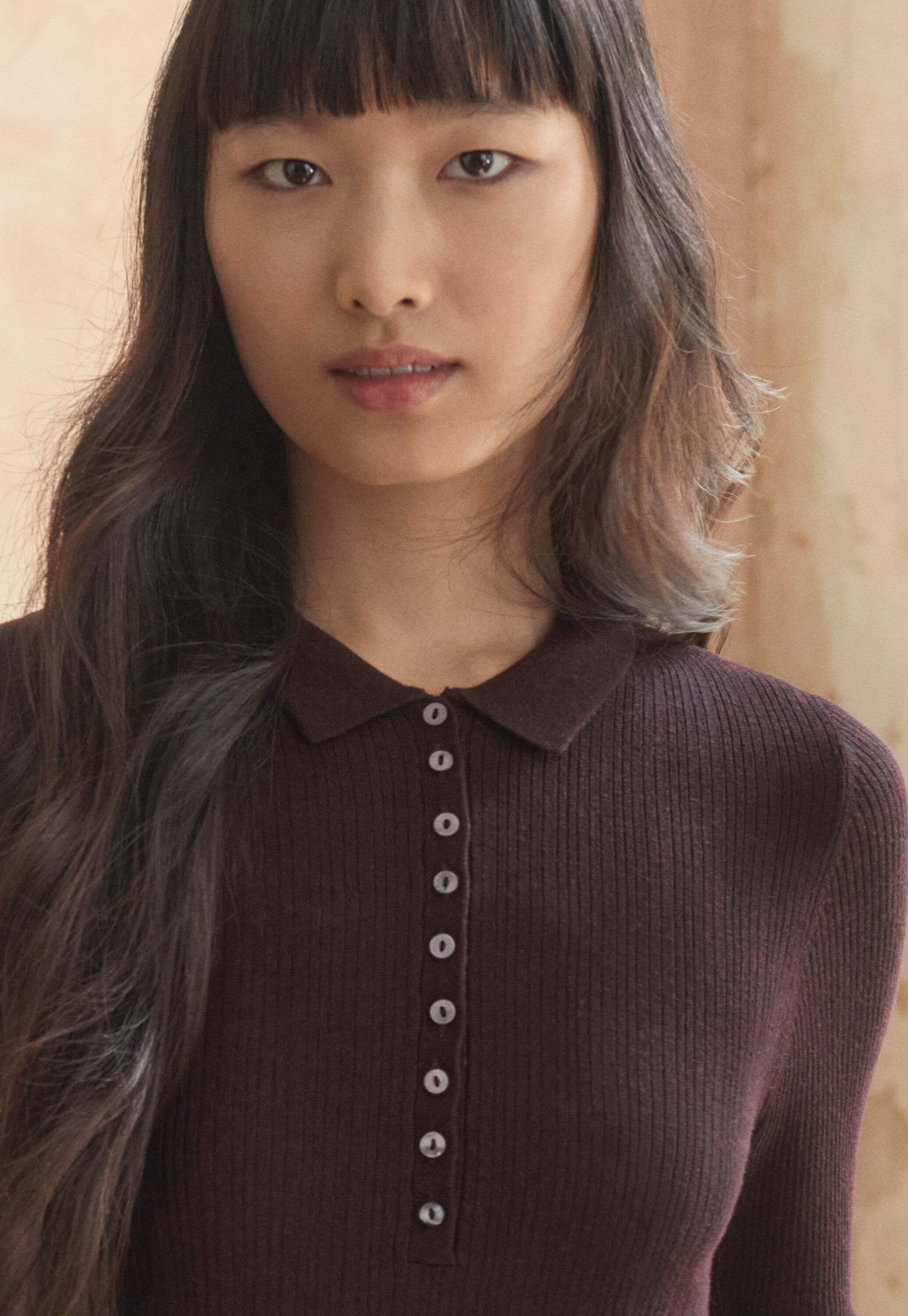 Ribbed polo sweater