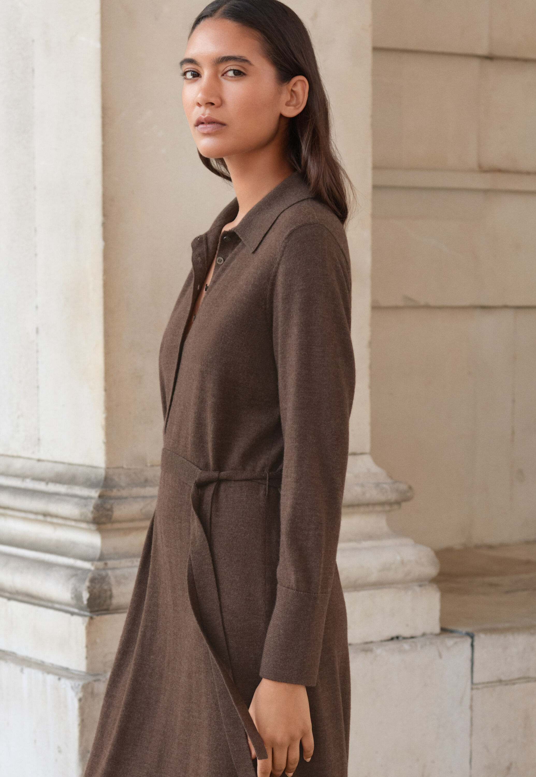 Knitted tie-waist dress