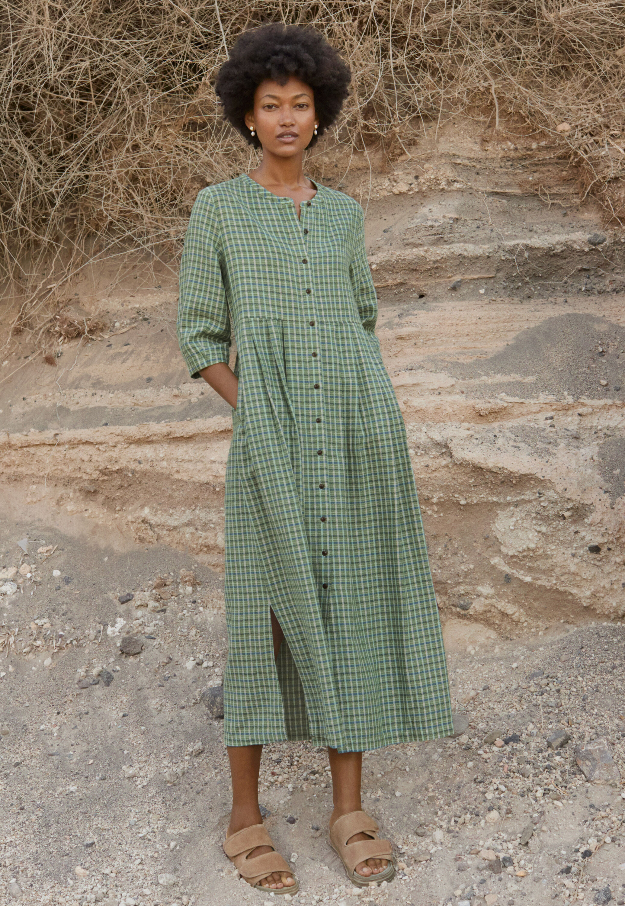 Long checked dress