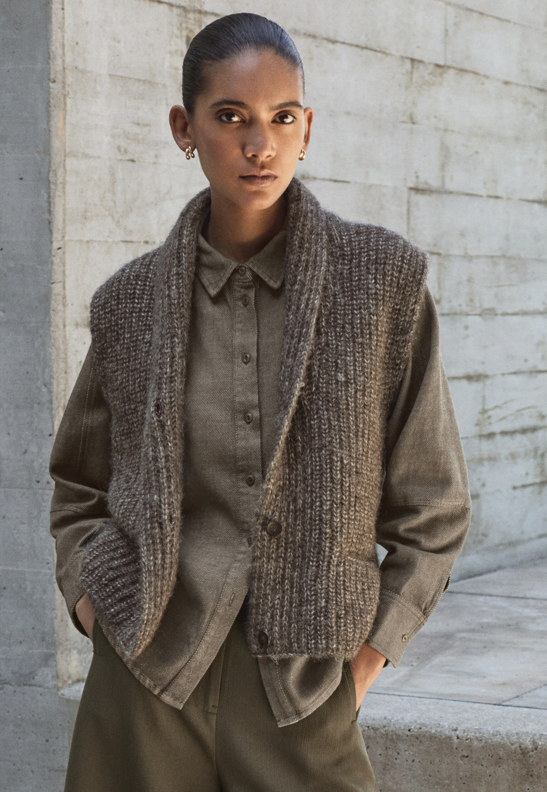 Shawl-collar cardigan