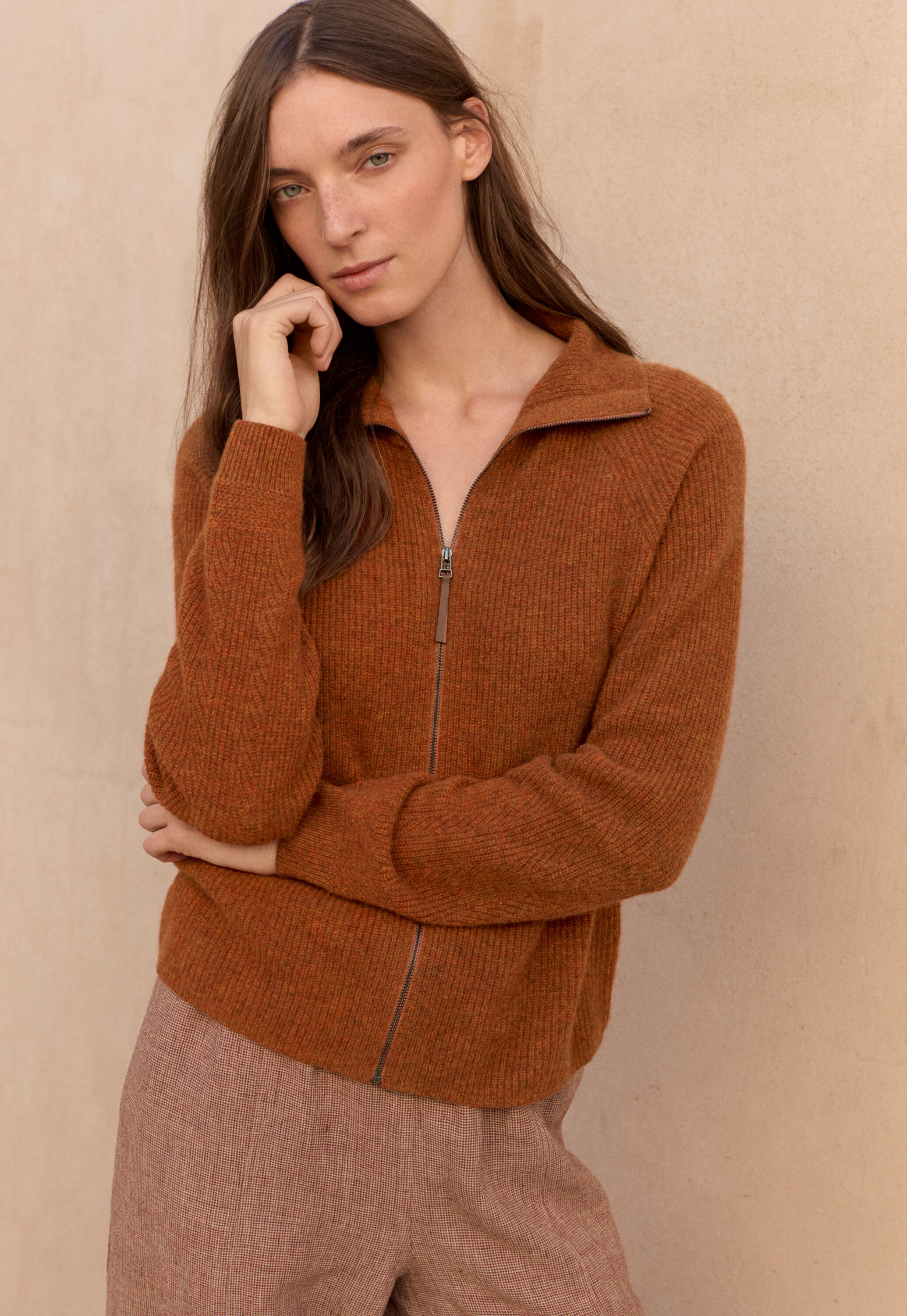 Zip-front cardigan
