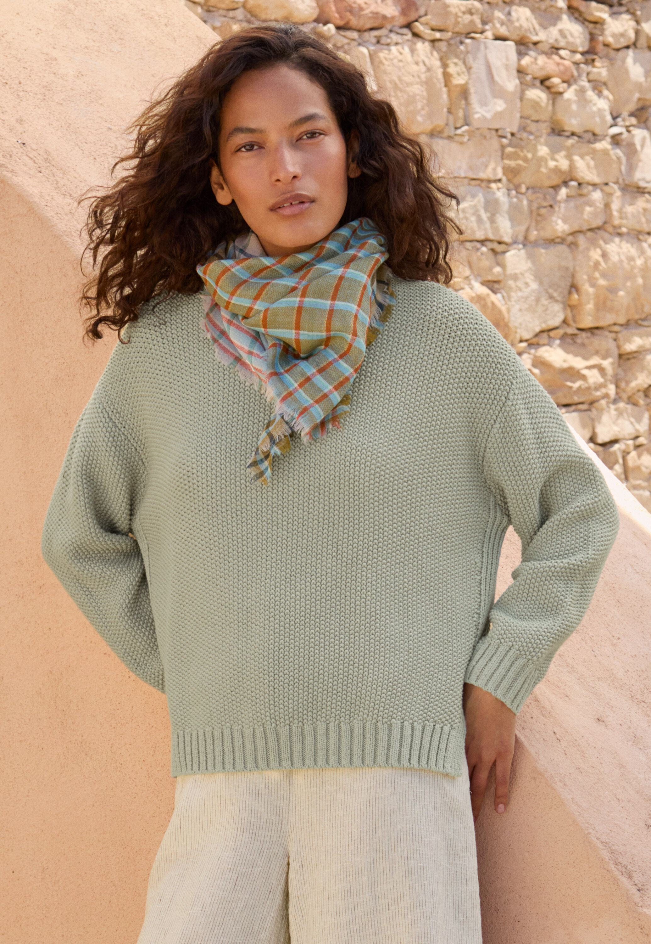 Moss-stitch sweater