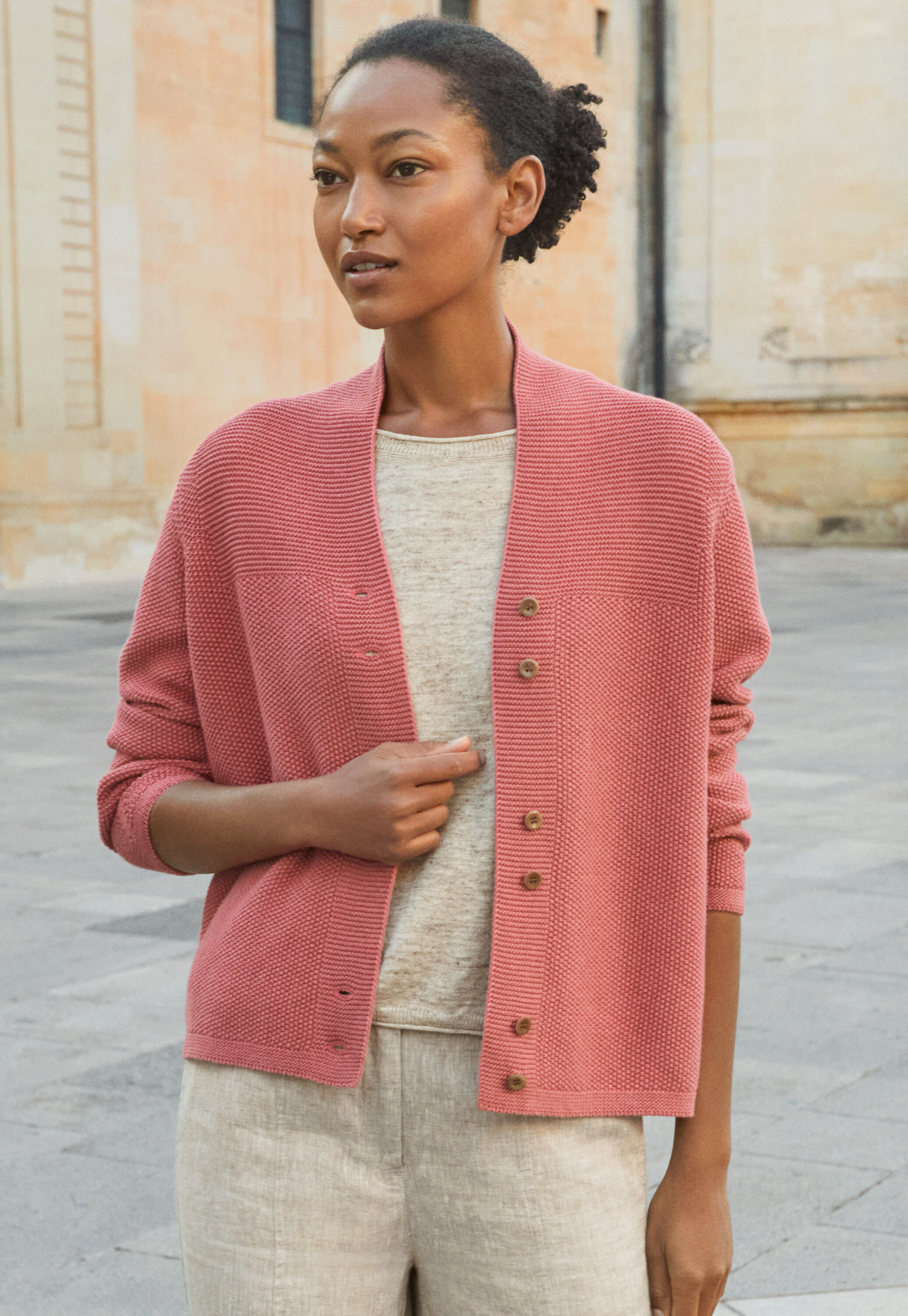 Button-front cardigan