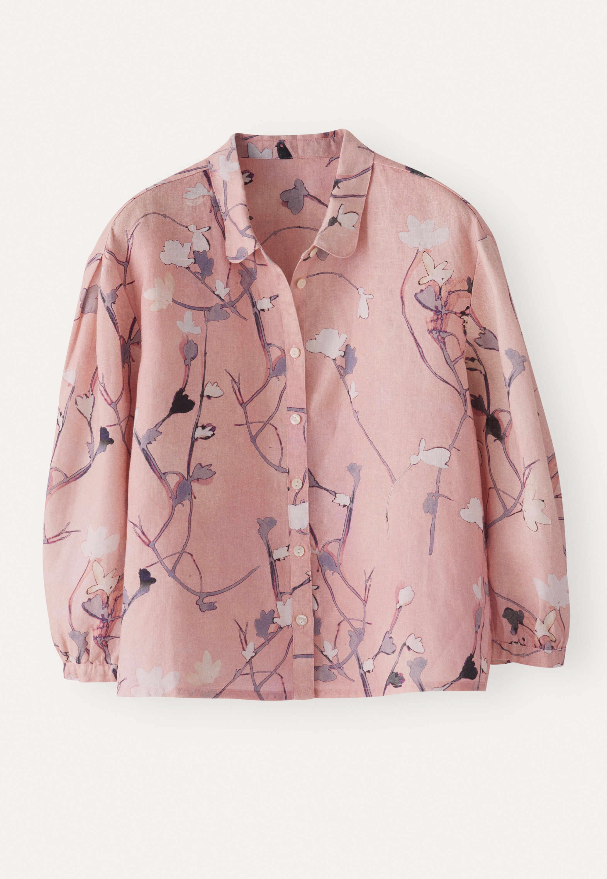 Printed pleat-sleeve shirt